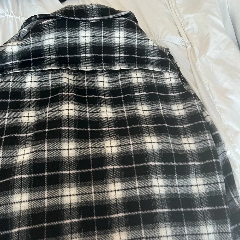 H&M Sleeveless Black And White Plaid Shirt Jacket XXLT - Picture 7 of 14